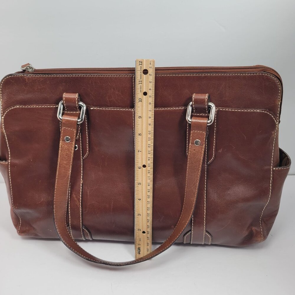 VTG Fossil Executive Women's Brown Leather Tote Shoulder Bag - Picture 11 of 12